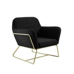 Lemon Pavilion Furniture Charles Armchair - L66 x W75.5 x H76.5 cm - Black/Gold Brushed in Black - Size: 1 Pack - thumbnail 2