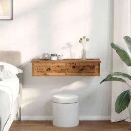 Berkfield Home Wall Shelf with Drawers Old Wood 80x31x17 cm Engineered Wood in Brown - Size: 80 x 31 x 17 cm - thumbnail 3