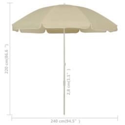 Berkfield Home Beach Umbrella Sand Yellow 240 cm in White - thumbnail 6