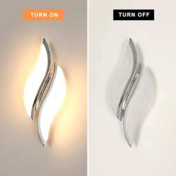 Pheashine Modern Wall Light with Acrylic Lampshade & LED Chips 12W in Silver - thumbnail 3
