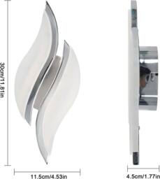 Pheashine Modern Wall Light with Acrylic Lampshade & LED Chips 12W in Silver - thumbnail 2