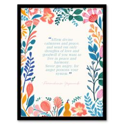 "Artery8 Wall Art Print Hinduism Affirm Divine Calm Paramahansa Yogananda Quote Framed - Size: W12"" x H16""" - thumbnail 1