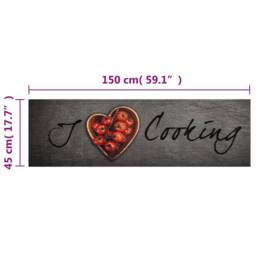 Berkfield Home Kitchen Rug Washable Cooking Text 45x150 cm Velvet in Grey - thumbnail 5