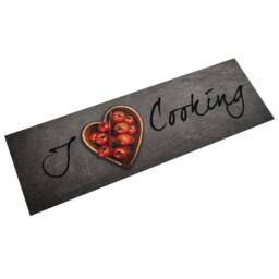 Berkfield Home Kitchen Rug Washable Cooking Text 45x150 cm Velvet in Grey - thumbnail 2