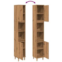Berkfield Home Bathroom Cabinet Artisan Oak 30x30x190 cm Engineered Wood in Brown - Size: 30 x 30 x 190 cm - thumbnail 8