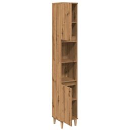 Berkfield Home Bathroom Cabinet Artisan Oak 30x30x190 cm Engineered Wood in Brown - Size: 30 x 30 x 190 cm - thumbnail 5
