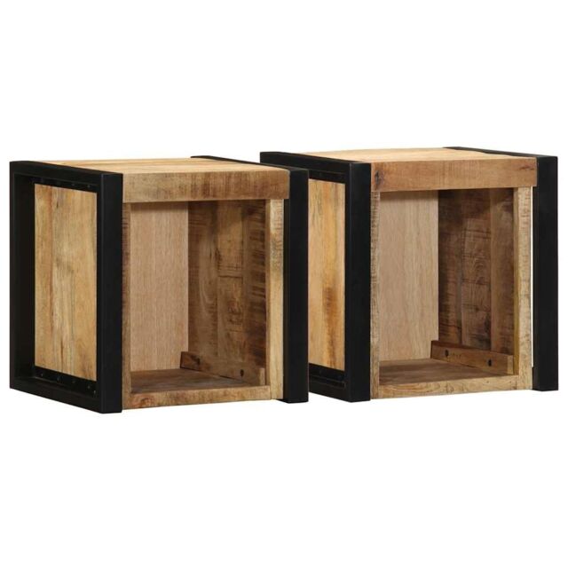 Berkfield Home Bedside Cabinets 2 pcs 40x35x40 cm Solid Rough Wood Mango in Brown - Size: 40 x 35 x 40 cm - image 1