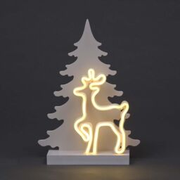 Shatchi Wooden Christmas Decoration Pre Lit LED Silhouette Nativity Scene Ornament Table Window Battery Operated, White, 40Cm in White