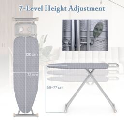 Costway Ironing Board 120 x 38 cm Iron Board with Removable Cover in Grey - thumbnail 5