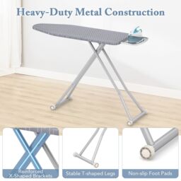 Costway Ironing Board 120 x 38 cm Iron Board with Removable Cover in Grey - thumbnail 2