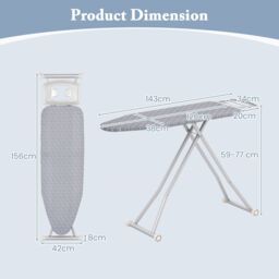 Costway Ironing Board 120 x 38 cm Iron Board with Removable Cover in Grey - thumbnail 3