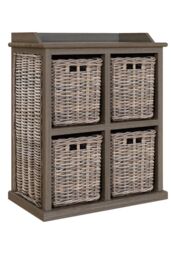 FWStyle 4 Drawer Storage Unit Kubu Rattan Solid Mahogany Ready Assembled Handmade in Brown - thumbnail 2