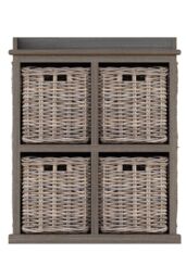 FWStyle 4 Drawer Storage Unit Kubu Rattan Solid Mahogany Ready Assembled Handmade in Brown - thumbnail 3