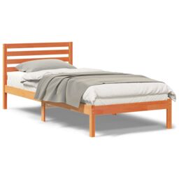 Berkfield Home with Headboard Wax brown 90 x 220 cm Solid pine wood - thumbnail 4