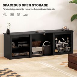 "HOMCOM 160cm TV Unit w/ LED Lights for 70"" TV Modern TV Stand Cabinet Black" - thumbnail 5