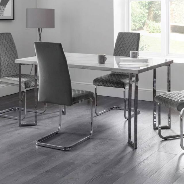 Cheshire Premium Portofino 150cm Marble & Chrome Dining Table - image 1