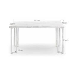 Cheshire Premium Portofino 150cm Marble & Chrome Dining Table - thumbnail 3