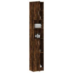 Berkfield Home Premium Bathroom Cabinet Smoked Oak 32x25.5x190 cm Engineered Wood in Brown - thumbnail 4