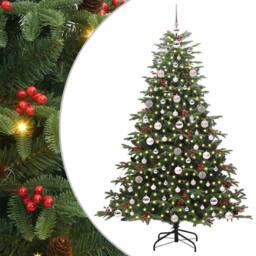 Berkfield Home Elegant Artificial Christmas Tree with 300 LEDs with Stand Green - thumbnail 3