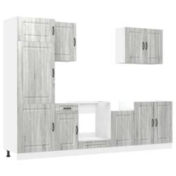 Berkfield Home Elegant 7 Piece Kitchen Cabinet Set Kalmar Grey Sonoma Engineered Wood - thumbnail 3