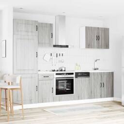 Berkfield Home Elegant 7 Piece Kitchen Cabinet Set Kalmar Grey Sonoma Engineered Wood - thumbnail 1