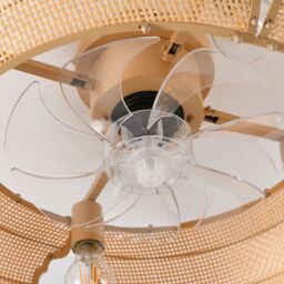 Garwarm 53cm Boho Rattan Farmhouse Caged Reversible Ceiling Fan with Light - thumbnail 2