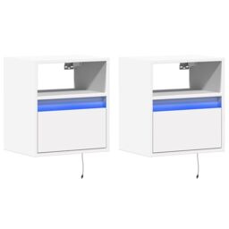Berkfield Home TV Wall Cabinets with LED Lights 2 pcs White 41x31x45 cm - Size: 41 x 31 x 45 cm - thumbnail 3