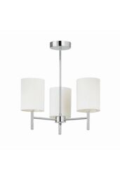 Netlighting Brio 3 Light Semi Flush Multi Arm Ceiling Light Chrome Off-White Silk Effect E14 in Grey