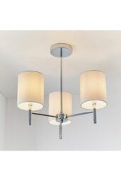 Netlighting Brio 3 Light Semi Flush Multi Arm Ceiling Light Chrome Off-White Silk Effect E14 in Grey - thumbnail 2