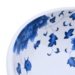 Berkfield Home Countertop Basin White & Blue Round Œ¶41x14 cm Ceramic - Size: 41x14 cm - thumbnail 5