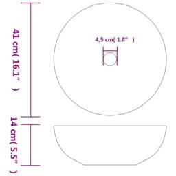Berkfield Home Countertop Basin White & Blue Round Œ¶41x14 cm Ceramic - Size: 41x14 cm - thumbnail 6