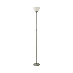 ValueLights Dalby Stem Uplighter Floor Lamp with Frosted Glass Lamp Shade in Silver - thumbnail 7