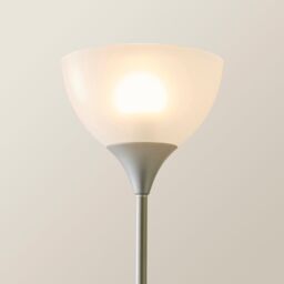 ValueLights Dalby Stem Uplighter Floor Lamp with Frosted Glass Lamp Shade in Silver - thumbnail 4