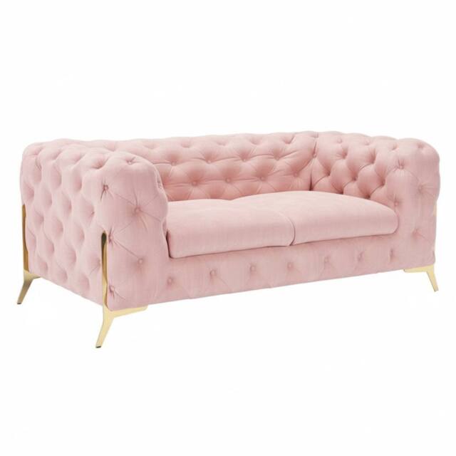 Stratus Interiors Italian Chesterfield Sofa Plush Velvet UK Manufactured in Pink - Size: 2 Seater - image 1