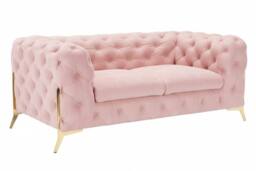 Stratus Interiors Italian Chesterfield Sofa Plush Velvet UK Manufactured in Pink - Size: 2 Seater - thumbnail 2