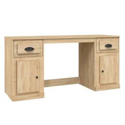 Berkfield Home Desk with Cabinet Sonoma Oak Engineered Wood in Brown - thumbnail 1
