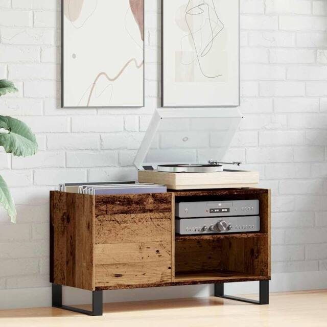 Berkfield Home Record Cabinet Old Wood 84.5x38x48 cm Engineered Wood in Brown - image 1