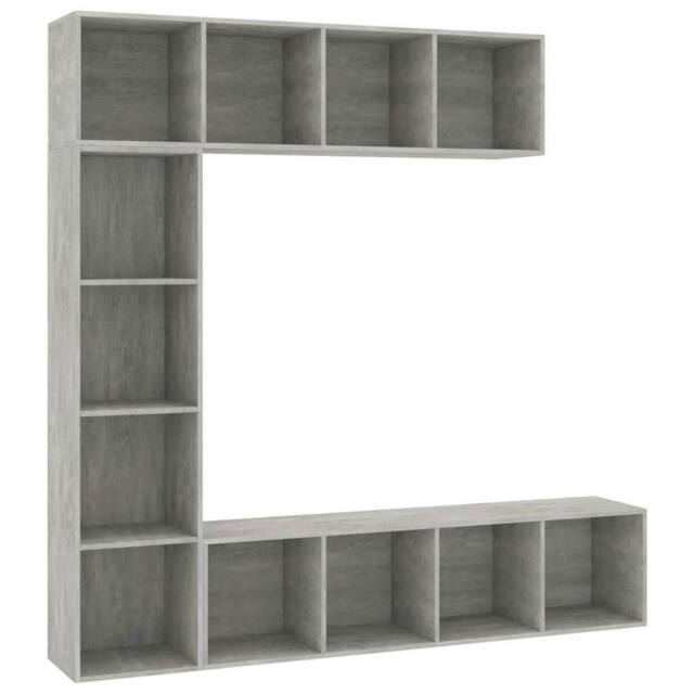 Berkfield Home 3 Piece Book/TV Cabinet Set Concrete Grey 180x30x180 cm - Size: 180 x 30 x 180 cm - image 1