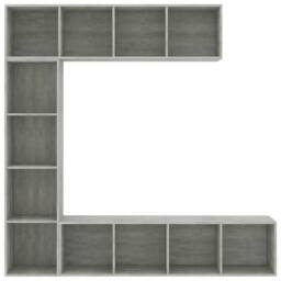 Berkfield Home 3 Piece Book/TV Cabinet Set Concrete Grey 180x30x180 cm - Size: 180 x 30 x 180 cm - thumbnail 4