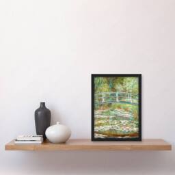Artery8 Claude Monet Framed Wall Art Print Bridge over a Pond of Water Lilies in Green - Size: A4 - thumbnail 2