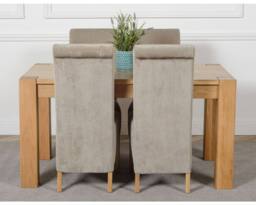 Thats Furniture Kuba 150 x 85 cm Chunky Medium Oak Dining Table & 4 Montana Fabric Chairs in Grey - thumbnail 2