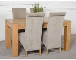 Thats Furniture Kuba 150 x 85 cm Chunky Medium Oak Dining Table & 4 Montana Fabric Chairs in Grey - thumbnail 3