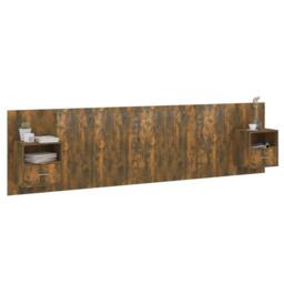 Berkfield Home Bed Headboard with Cabinets Smoked Oak Engineered Wood in Brown - thumbnail 3
