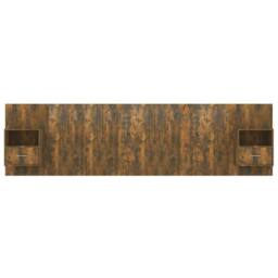 Berkfield Home Bed Headboard with Cabinets Smoked Oak Engineered Wood in Brown - thumbnail 4
