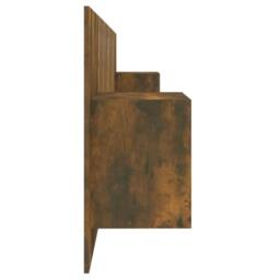 Berkfield Home Bed Headboard with Cabinets Smoked Oak Engineered Wood in Brown - thumbnail 5