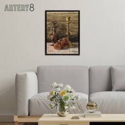 "Artery8 Candlestick Vase Mask Still Life Framed Canvas Wall Art Print Schiele in Brown - Size: W12"" x H16""" - thumbnail 3