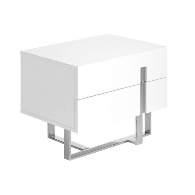 Angel Cerda White MDF Bedside Table with ChromePlated Legs, 2 - image 1