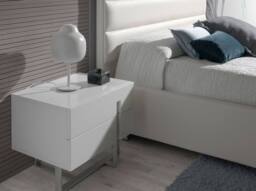 Angel Cerda White MDF Bedside Table with ChromePlated Legs, 2 - thumbnail 3