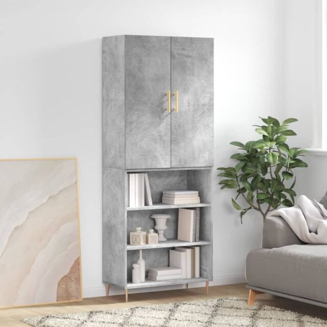 Berkfield Home Highboard Concrete Grey 69.5x34x180 cm Engineered Wood - image 1