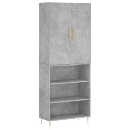 Berkfield Home Highboard Concrete Grey 69.5x34x180 cm Engineered Wood - thumbnail 2